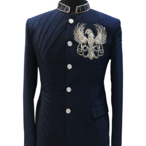Navy Blue Embroidered Jodhpuri Suit