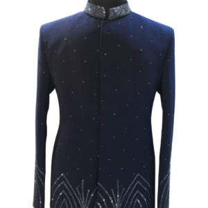 Dark Blue Cutdana Embroidered Jodhpuri Suit