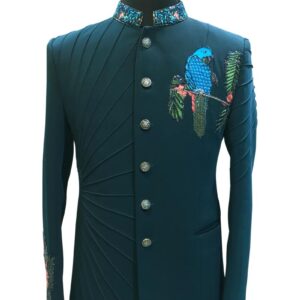Peacock Green Embroidered Jodhpuri Suit