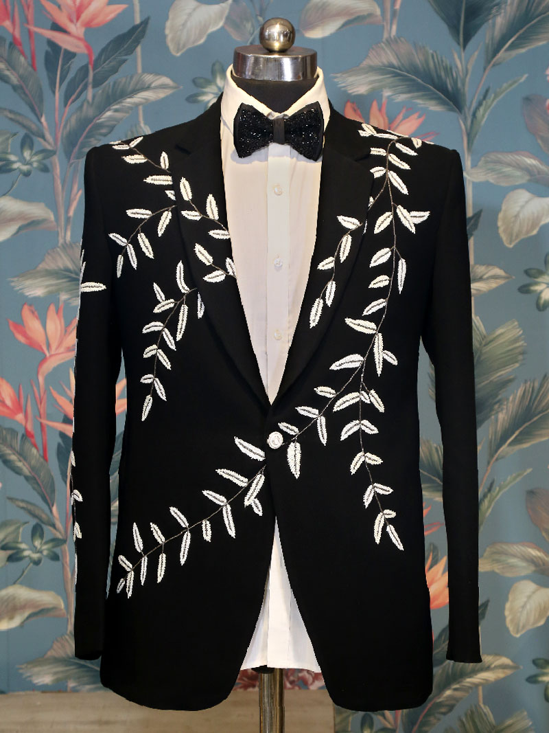 Black Beaded Designer Party Suit