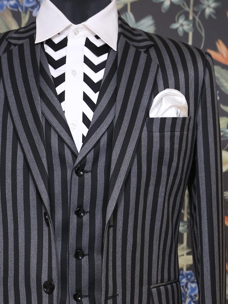 MBR-PWS-034-2 Grey Black Stripes Suit