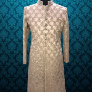 Light Rust Resham Touch Hand Emblished Sherwani