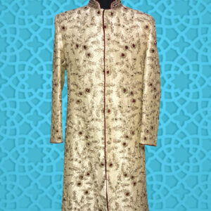 Embroidered Golden Silk Sherwani