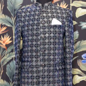 Black & White Embroidered Indo Western Set