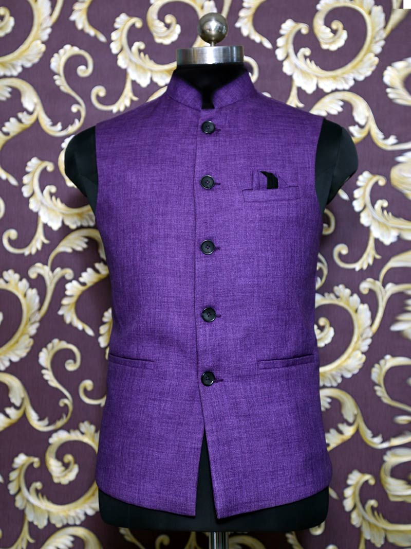 MBRK-WC-002 Purple Plain Waistcoat