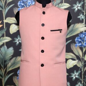 Pink Plain Men Waistcoat