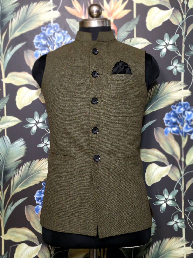 MBRK-WC-026 Cream Plain Men Waistcoat