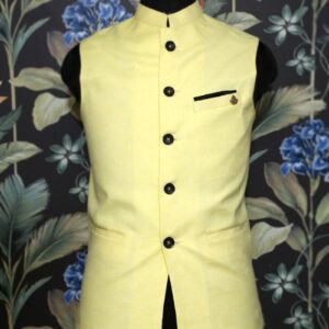 Pastel Yellow Plain Waistcoat