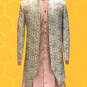 Peach Embroidered Shurg Set